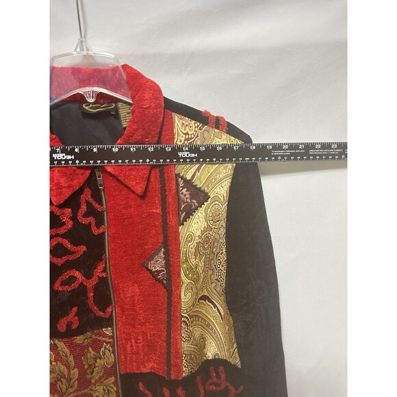 Julia Kim Womens Large Artsy Block Patchwork Rayon Jacket - Picture 2 of 13